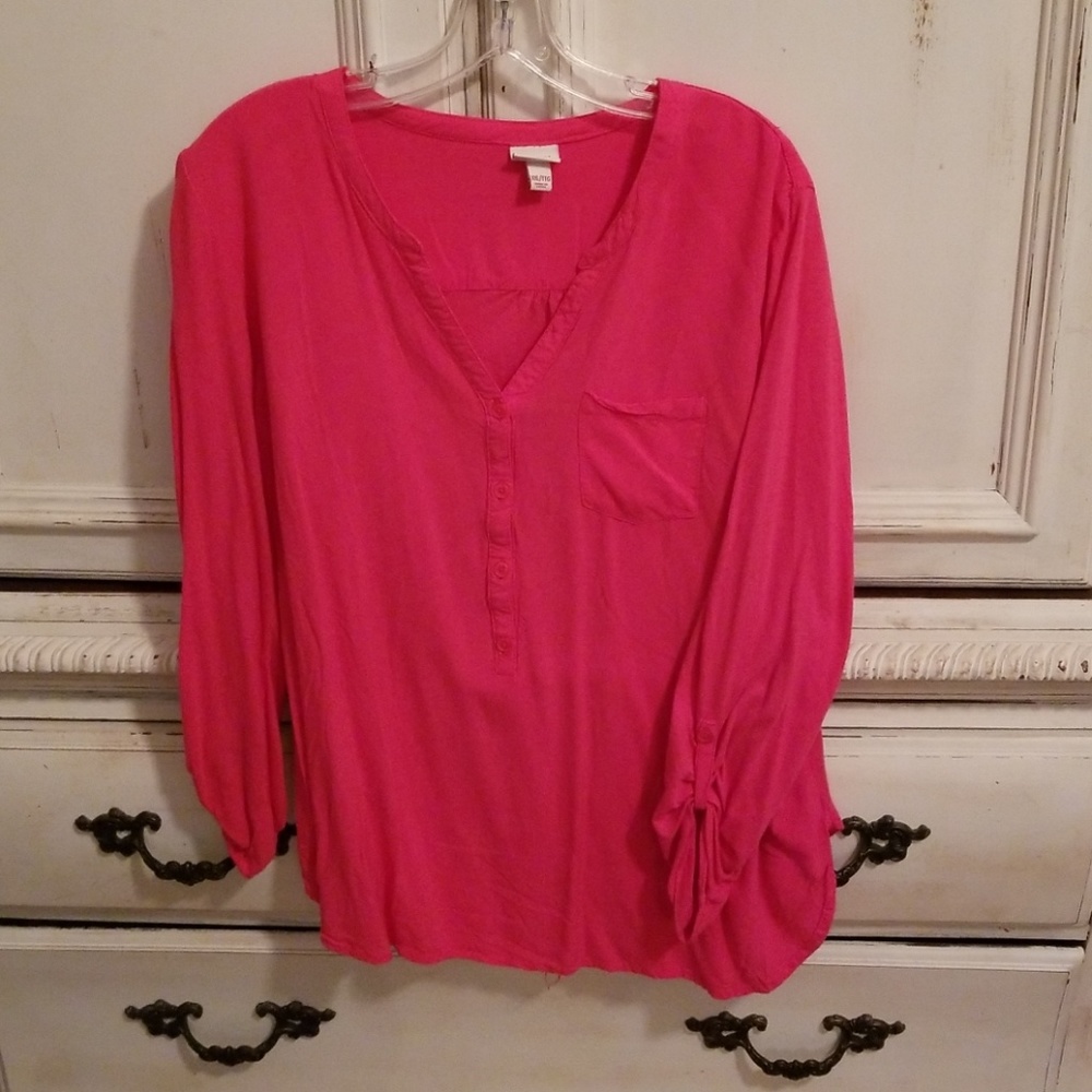 Pink 3/4 rolled sleeve
